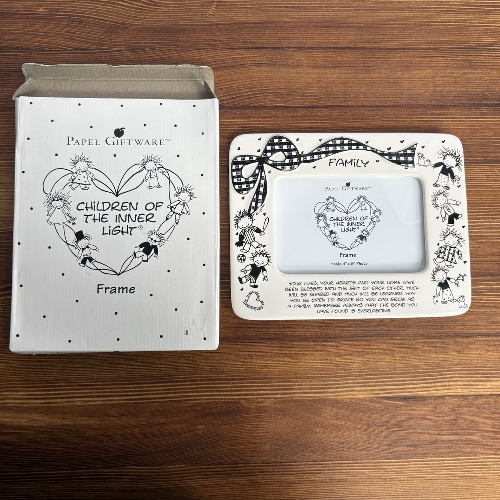 Papel Giftware Children of the Inner Light Family Picture Frame 4x6 Black White